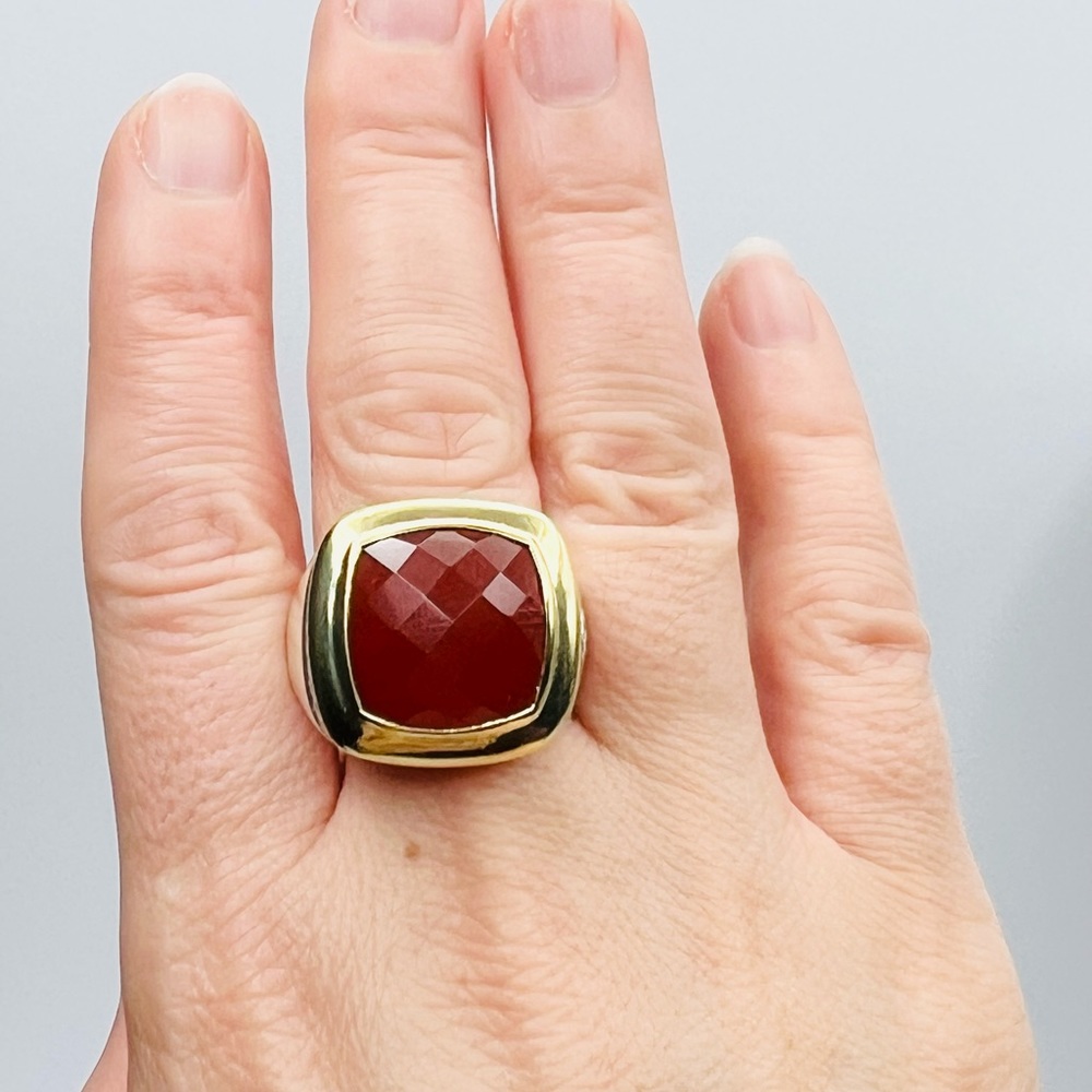 David Yurman Albion 15mm Carnelian Ring With Gold - Picture 5 of 10